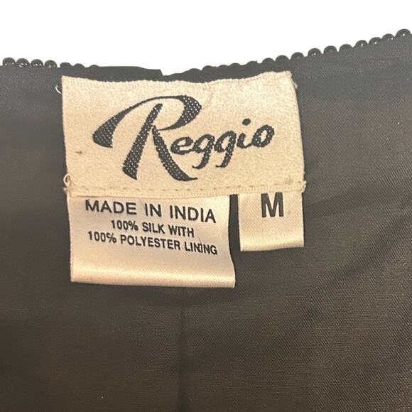 - Reggio- Black Beaded Jacket - Blouse - Checker pattern - eye hook- VTG - Picture 4 of 12